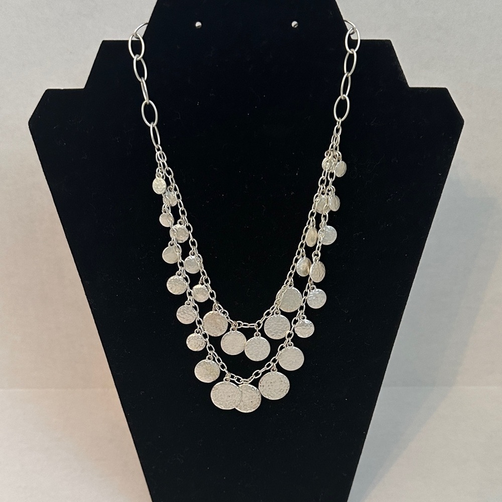 Stella & Dot Elegant Silver Layered Necklace with Discs